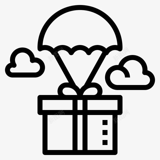 降落伞有礼品盒送货运输图标svg_新图网 https://ixintu.com 未来购物 运输 送货 降落伞有礼品盒
