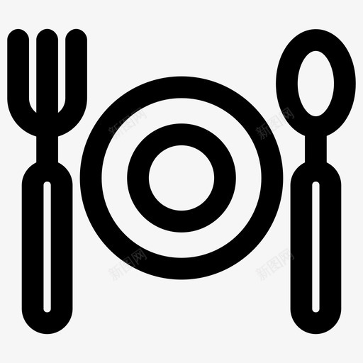 餐厅叉子盘子图标svg_新图网 https://ixintu.com 勺子 叉子 盘子 脆皮 餐厅