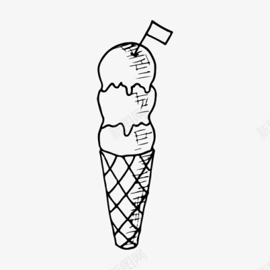 冰淇淋手绘冰淇淋蛋卷图标图标
