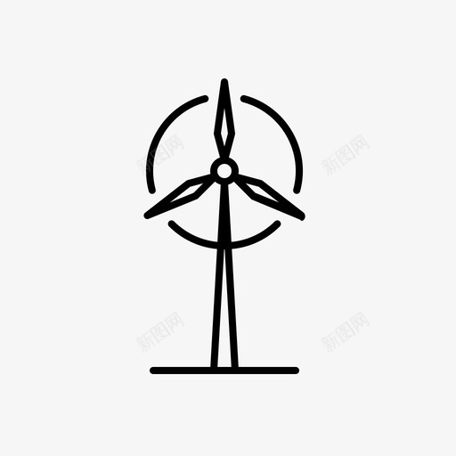 风车电力能源图标svg_新图网 https://ixintu.com 工业图标 电力 能源 风力涡轮机 风车