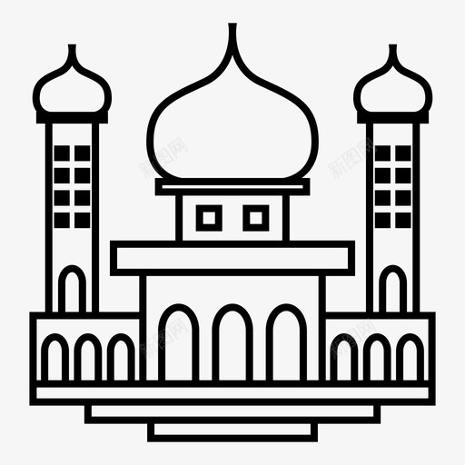 清真寺建筑伊斯兰图标svg_新图网 https://ixintu.com 伊斯兰 建筑 斋月 清真寺