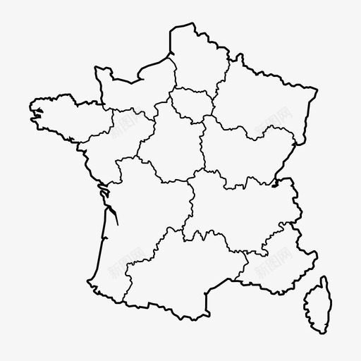 法国地区地图欧洲法国图标svg_新图网 https://ixintu.com 欧洲 法国 法国地区地图