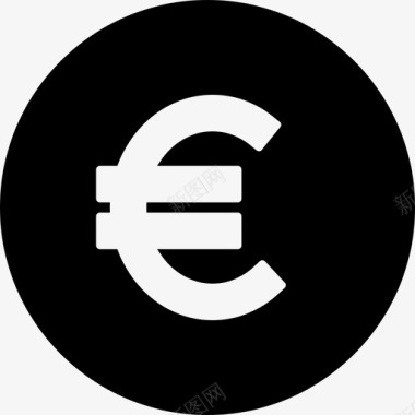圆形欧元按钮商业商业和金融图标图标