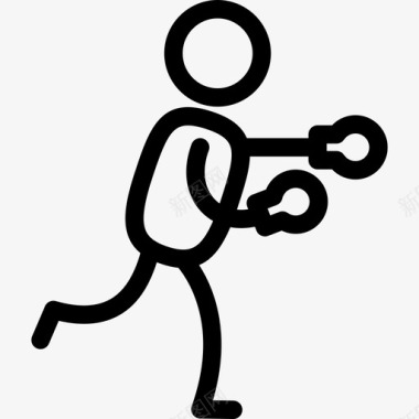 拳击手运动套装直线型图标图标