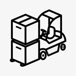 三箱货物叉车箱货物建筑图标高清图片