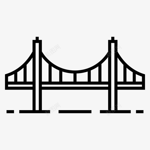 金门大桥缆索著名图标svg_新图网 https://ixintu.com 地标 地标世界漫游线图标集 悬索 缆索 著名 金门大桥