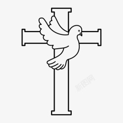 天主教圣经与鸽子十字架信仰圣经图标高清图片