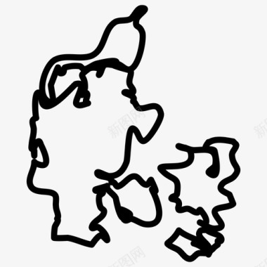 丹麦地图欧洲国家地图薄图标图标