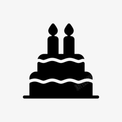点蜡烛的小蛋糕生日蛋糕蜡烛图标高清图片