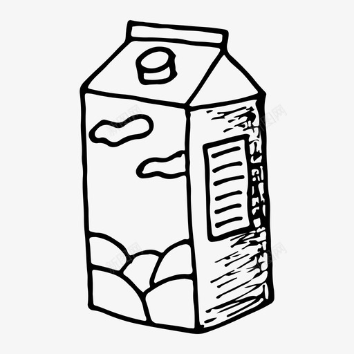 牛奶盒盒子饮料图标svg_新图网 https://ixintu.com 手绘 牛奶盒 盒子 食品 饮料