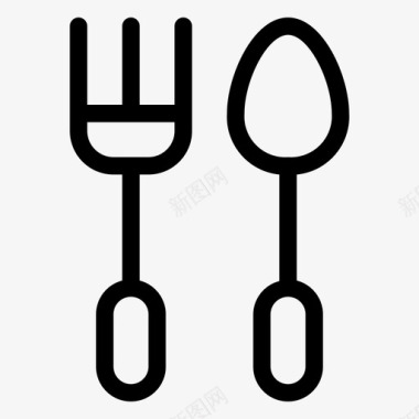 匙和叉餐具厨房图标图标