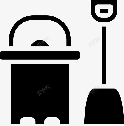 水桶和铁锹海滩铲子图标svg_新图网 https://ixintu.com 水桶和铁锹 海滩 玩具 铲子
