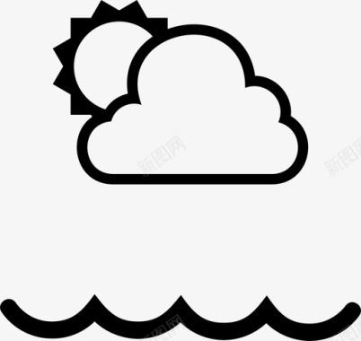 海滩多云的天气大海图标图标