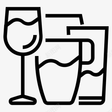 采购产品玻璃杯和马克杯饮料厨房图标图标