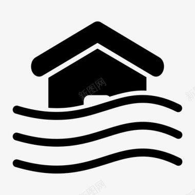 保险洪水房屋图标图标