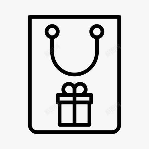 礼物包购物图标svg_新图网 https://ixintu.com 包 礼物 购物 购物和电子商务线图标第一卷