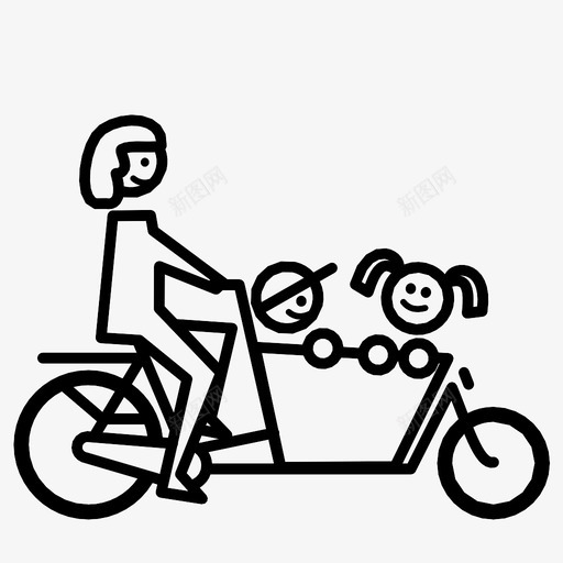 脚踏车骑车人孩子图标svg_新图网 https://ixintu.com 交通类型 孩子 母亲 脚踏车 骑车人