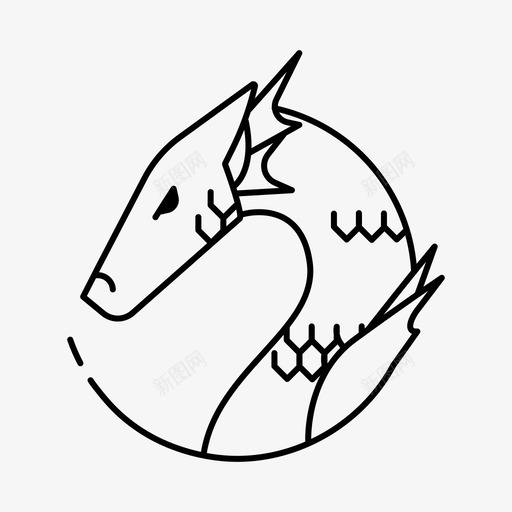 龙生物幻想图标svg_新图网 https://ixintu.com 幻想 幻想剑和巫术线图标集 怪物 生物 神话野兽 素描龙 龙