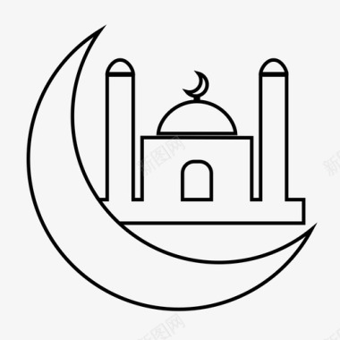 清真寺禁食穆斯林图标图标
