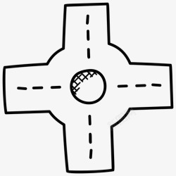 广场道路公路广场道路地图和导航涂鸦图标高清图片