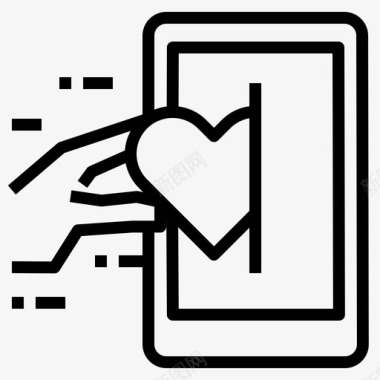 短信手机心脏图标图标