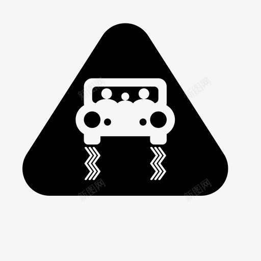 打滑标志汽车道路图标svg_新图网 https://ixintu.com 吸食标志 打滑标志 汽车 警告 道路