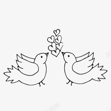 爱鸟庆祝相爱的情侣图标图标