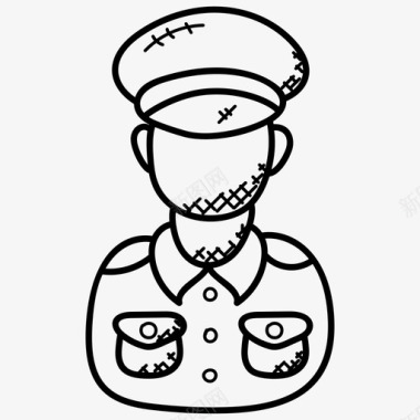 警察警官职业涂鸦图标图标