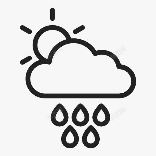 晴雨预报下雨图标svg_新图网 https://ixintu.com 下雨 天气 晴雨 预报
