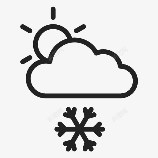 太阳和雪云预报图标svg_新图网 https://ixintu.com 云 天气 太阳和雪 预报