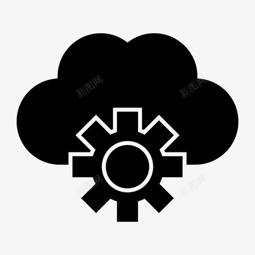 云设置连接齿轮图标svg_新图网 https://ixintu.com 云计算 云设置 过程 连接 齿轮
