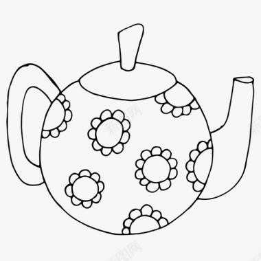 水壶手绘餐具图标图标