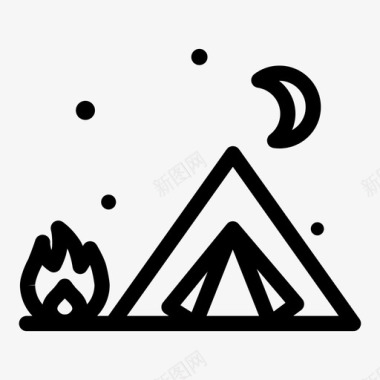 帐篷篝火营地图标图标