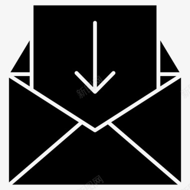 电子邮件附件收件箱实心图标图标