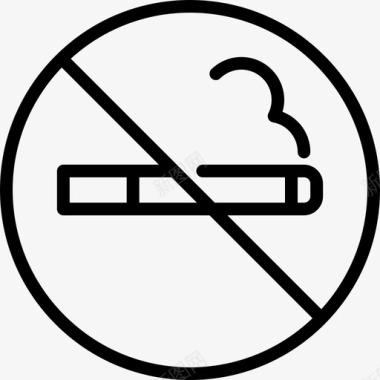 禁止吸烟标志城市直线图标图标