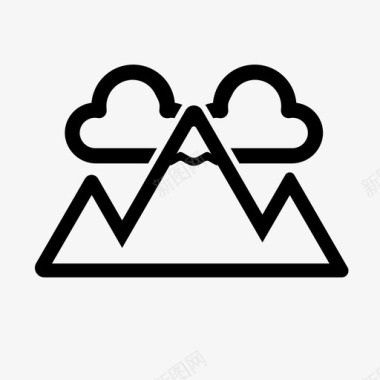 高山冒险云彩图标图标