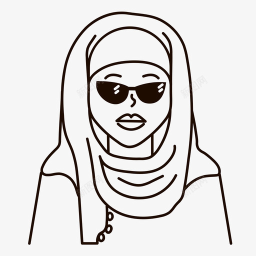 穆斯林妇女阿拉伯语头巾图标svg_新图网 https://ixintu.com 中东 头巾 穆斯林妇女 阿拉伯语
