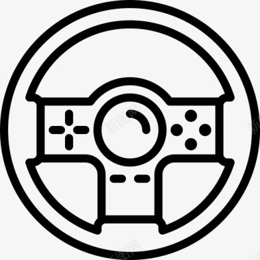 交通工具玩电子游戏线性图标图标