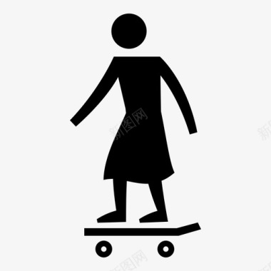 滑板女机动性滑冰者图标图标
