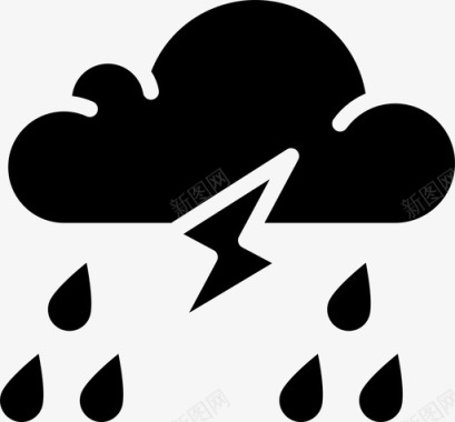 暴雨闪电天气图标图标