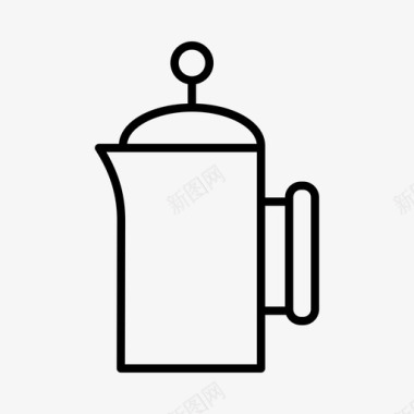 咖啡柱塞器具咖啡馆图标图标