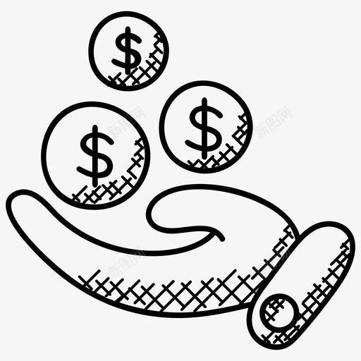 收入财务手头的钱图标svg_新图网 https://ixintu.com 手头的钱 收入 财务 银行和金融涂鸦图标