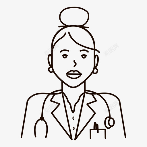 女医生性格护士图标svg_新图网 https://ixintu.com 医生 听诊器 女医生 性格 护士