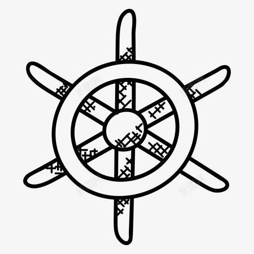 船舵船航行舵图标svg_新图网 https://ixintu.com 地图和导航涂鸦图标 帆船 舵 舵轮 船航行 船舵