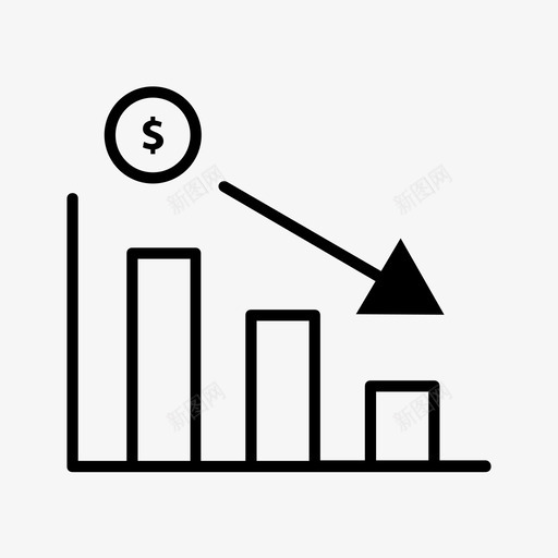 柱状图硬币减少图标svg_新图网 https://ixintu.com 减少 柱状图 硬币 第2卷