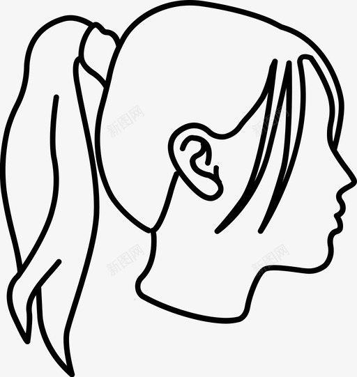 马尾辫女孩头发图标svg_新图网 https://ixintu.com 头发 女孩 女性发型轮廓 款式 马尾辫