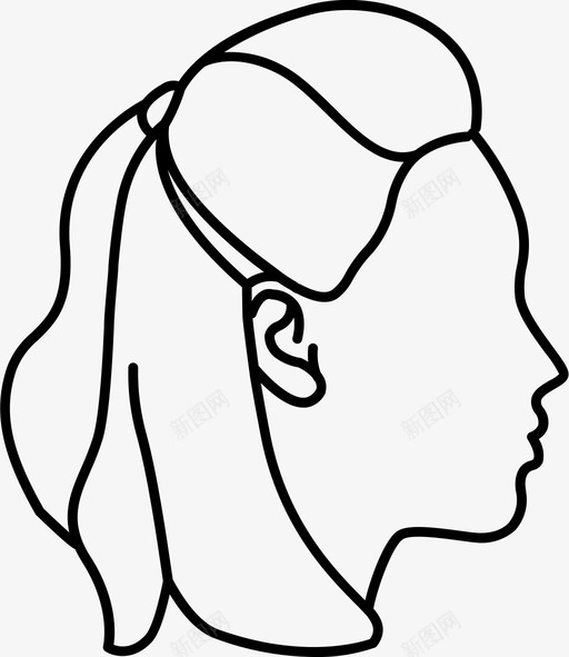 蓬松时尚发型图标svg_新图网 https://ixintu.com 发型 女士 女性发型轮廓 时尚 款式 蓬松