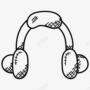 耳机听音乐网页和开发涂鸦图标图标