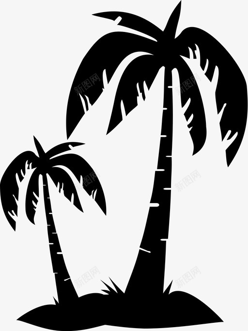 椰子树海滩绿色图标svg_新图网 https://ixintu.com 棕榈树 椰子树 海滩 绿色