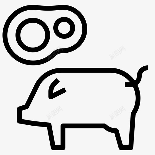 猪动物肉图标svg_新图网 https://ixintu.com 健康营养 动物 猪 猪肉 肉